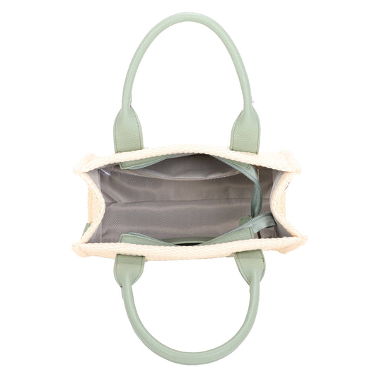 Green Straw Tote Bag | Summer Beach Shoulder Bag with Crossbody Strap