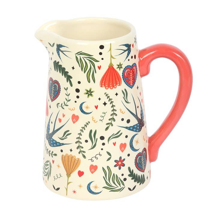 Folk Floral Cream Flower Jug |