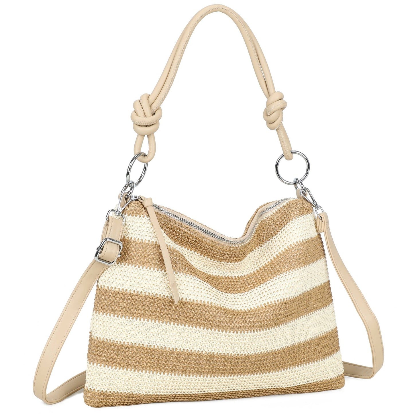 Light Rainbow Straw Stripe Shoulder Bag | Woven Crossbody & Shoulder Handbag - Ivy and Sol