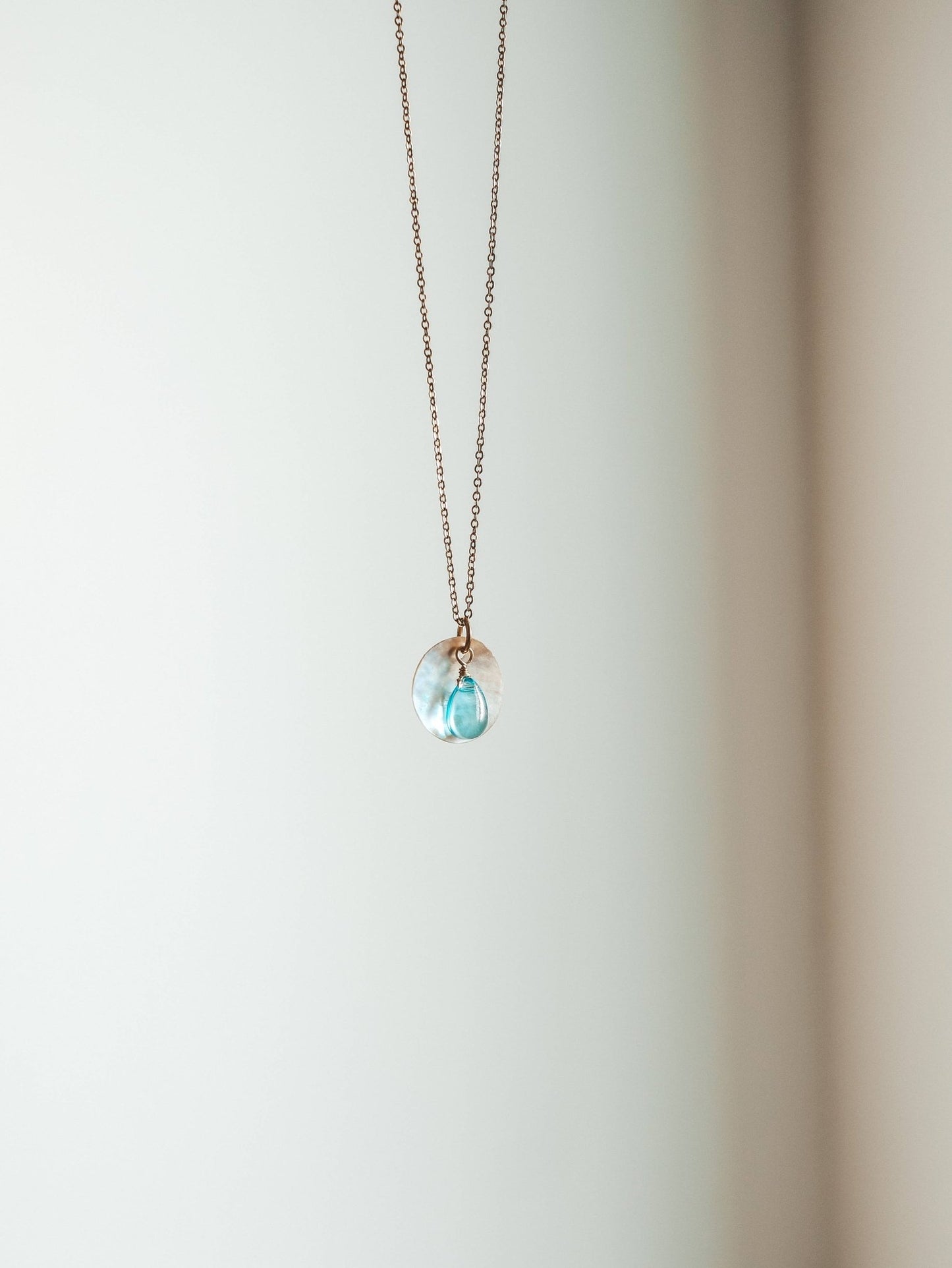 Ocean Breeze Akoya Shell & Glass Teardrop Necklace | Waterproof 18k Gold Plated - Ivy and Sol