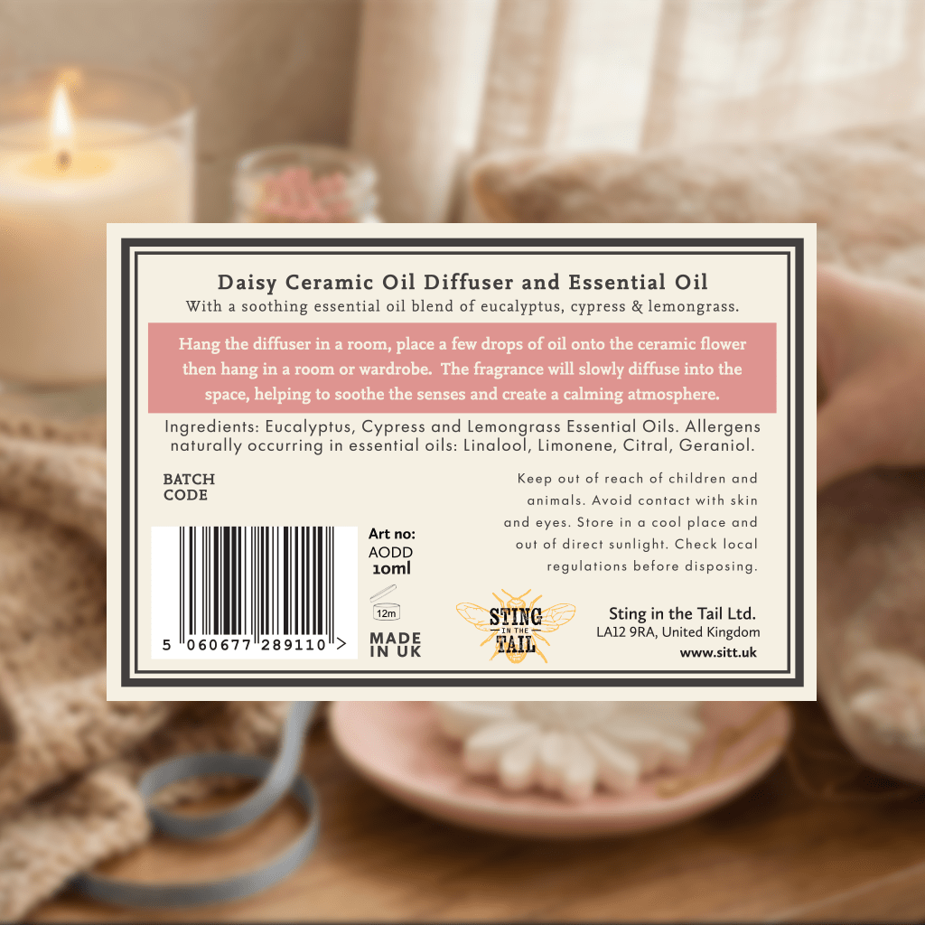 Soothing Essential Oil with Ceramic Daisy Diffuser - Ivy and Sol