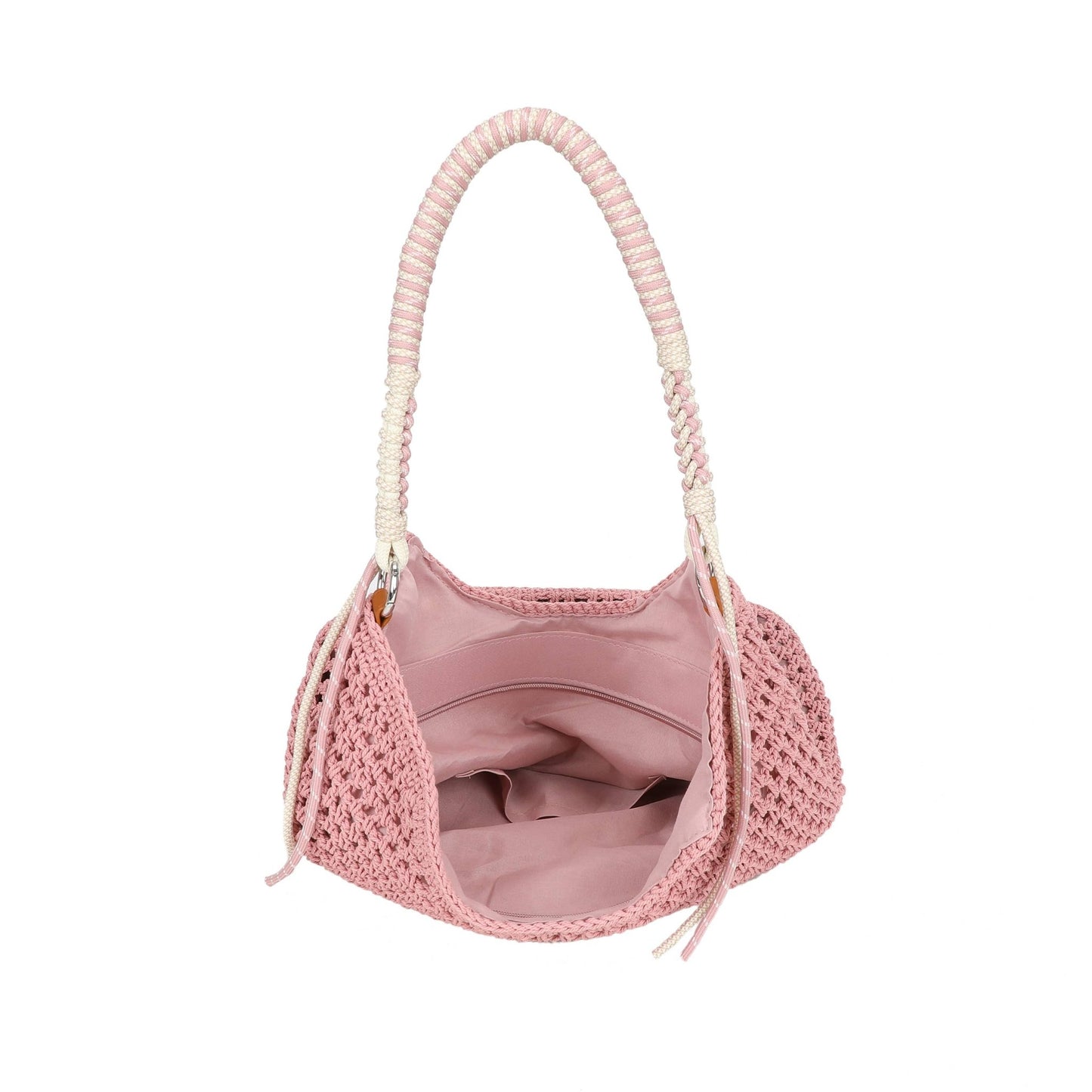 Beige Crochet Hobo Bag | Boho Shoulder Bag with Rope Handle - Ivy and Sol
