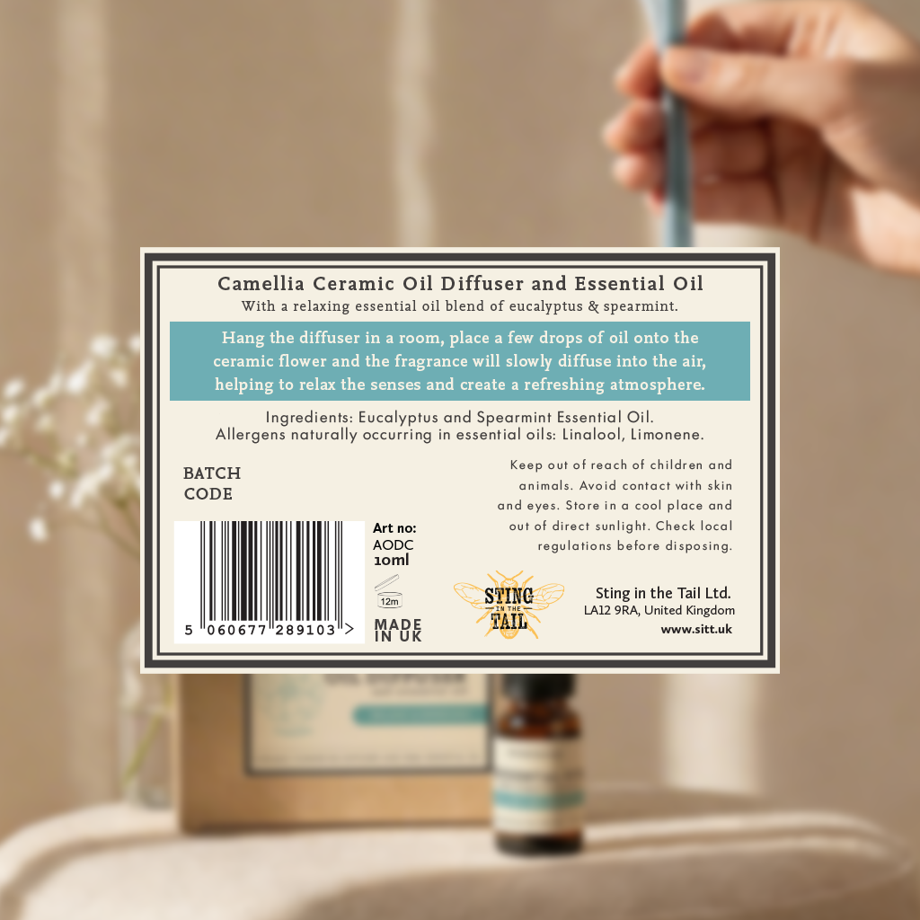 Relaxing Essential Oil with Ceramic Camellia Diffuser