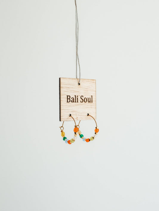 Pelangi Rainbow Beaded Gold Hoop Earrings | Waterproof 18k Gold Plated Hoops - Ivy and Sol