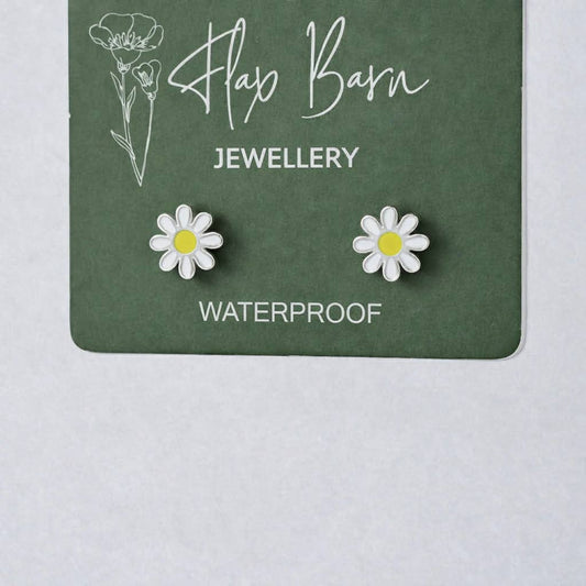Tarnish Resistant Enamel Flower Stud Earrings | Waterproof Jewellery UK