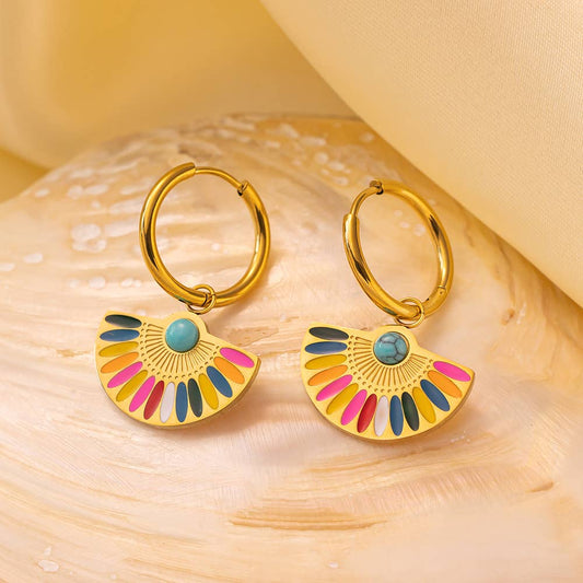 Gold Textured Hoop Earrings | Elegant Statement Drop Hoops - Ivy and Sol