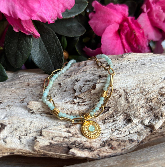 18ct Gold Plated Green Aventurine Bracelet | Waterproof Gemstone Bracelet - Ivy and Sol