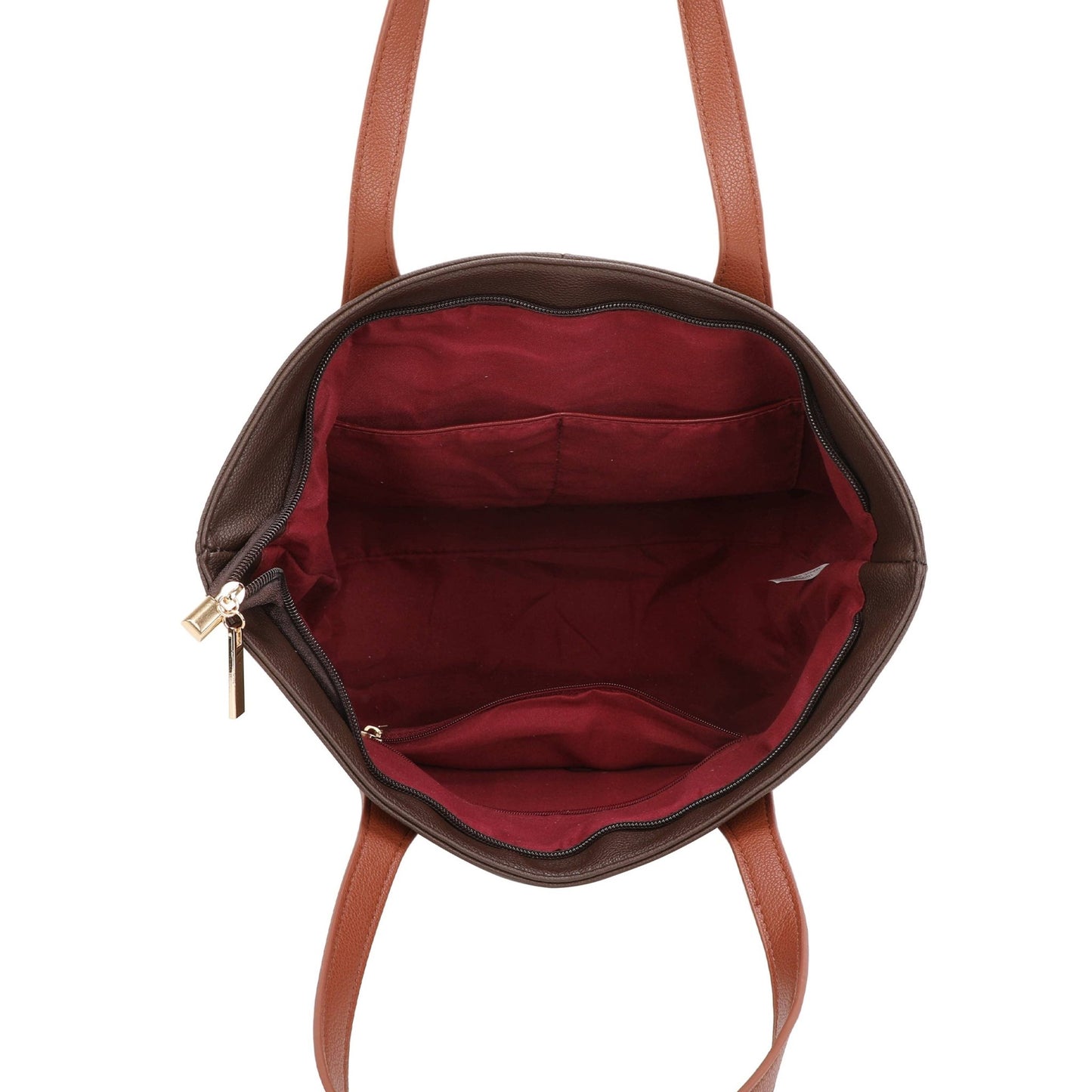 Gold Two-Tone Tote Bag | Large Everyday Shoulder Bag with Zip Closure - Ivy and Sol