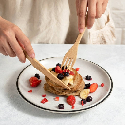 Reusable Bamboo Cutlery Set with Jute Case – Ash Grey