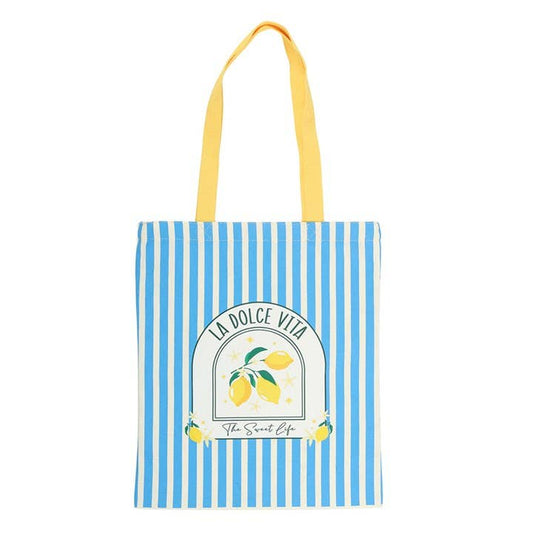 La Dolce Vita Striped Tote Bag | Coastal & Mediterranean Shopper Bag - Ivy and Sol