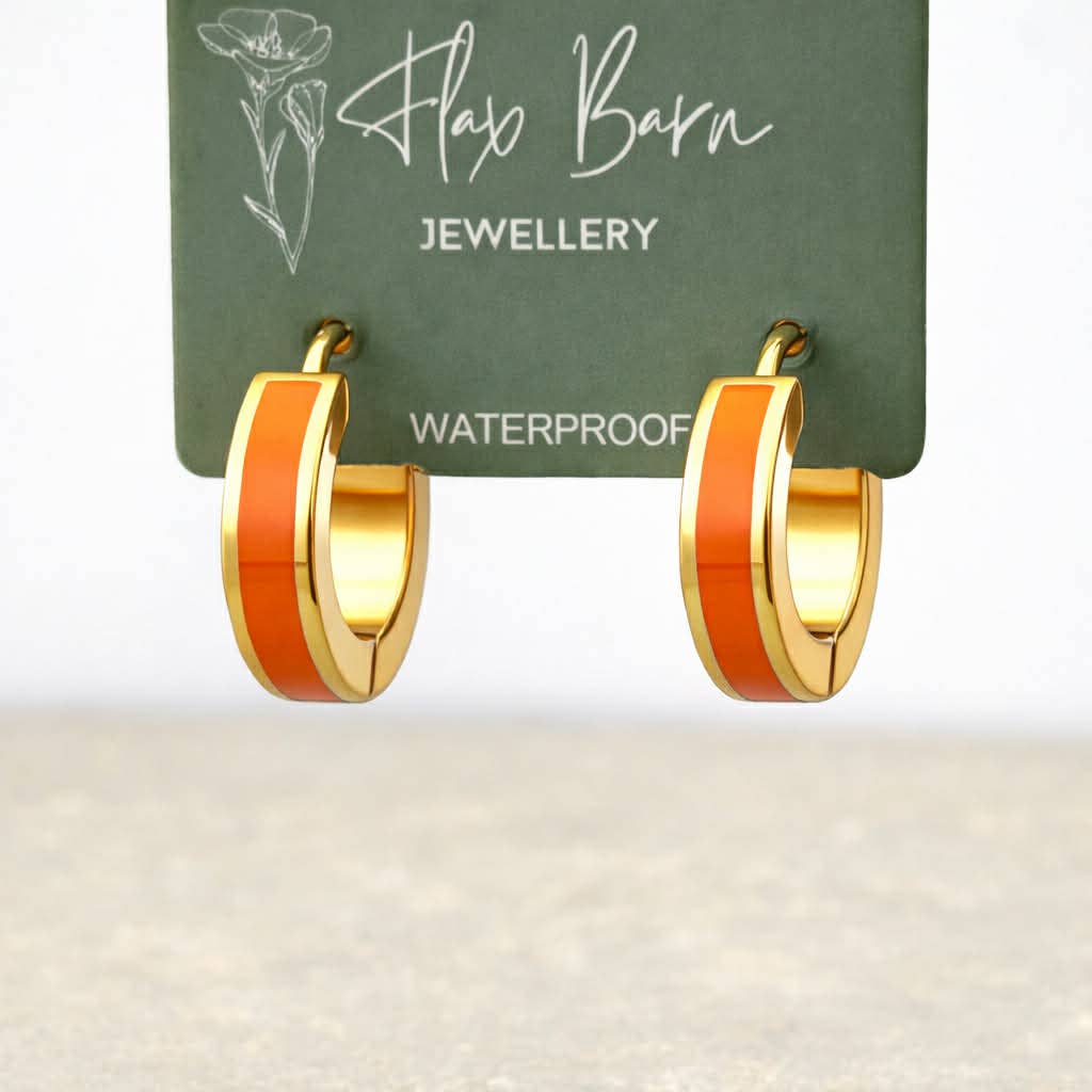 Turquoise Enamel Huggie Earrings | Waterproof Gold Plated Huggies - Ivy and Sol