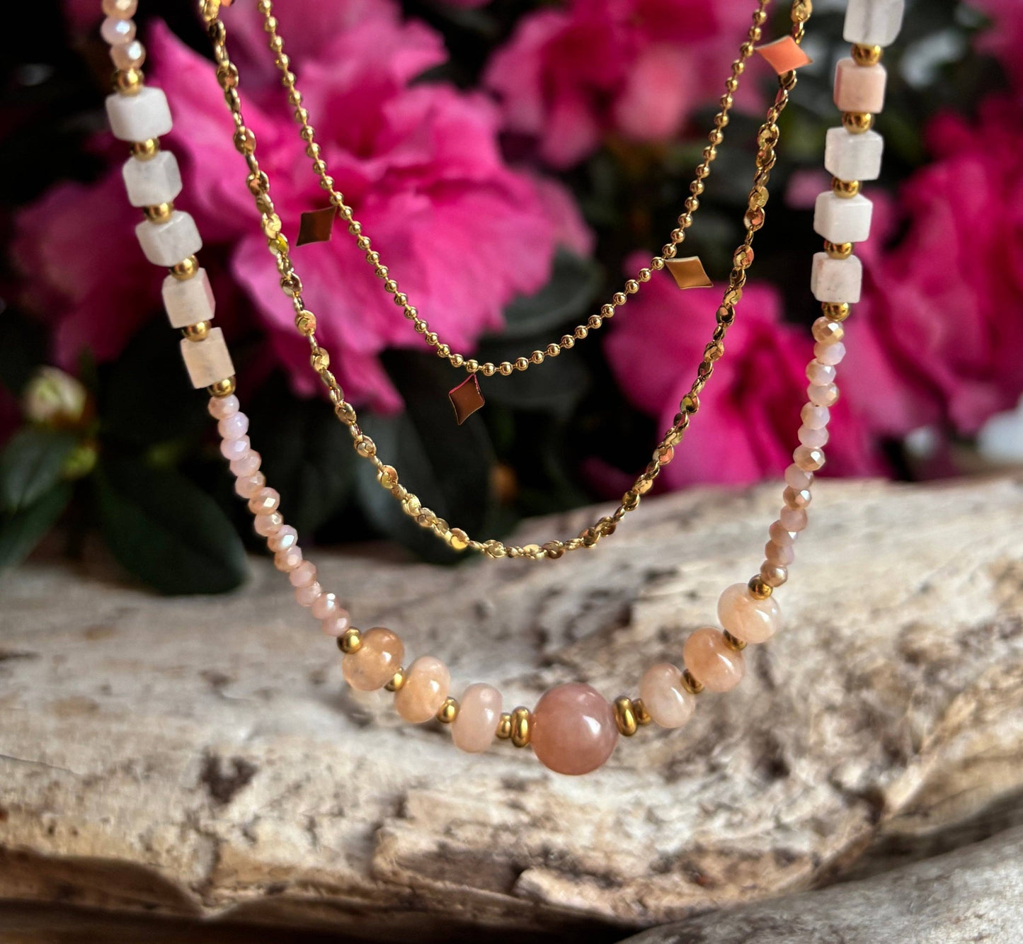 18ct Gold Plated Double Chain Necklace | Waterproof Layering Necklace - Ivy and Sol