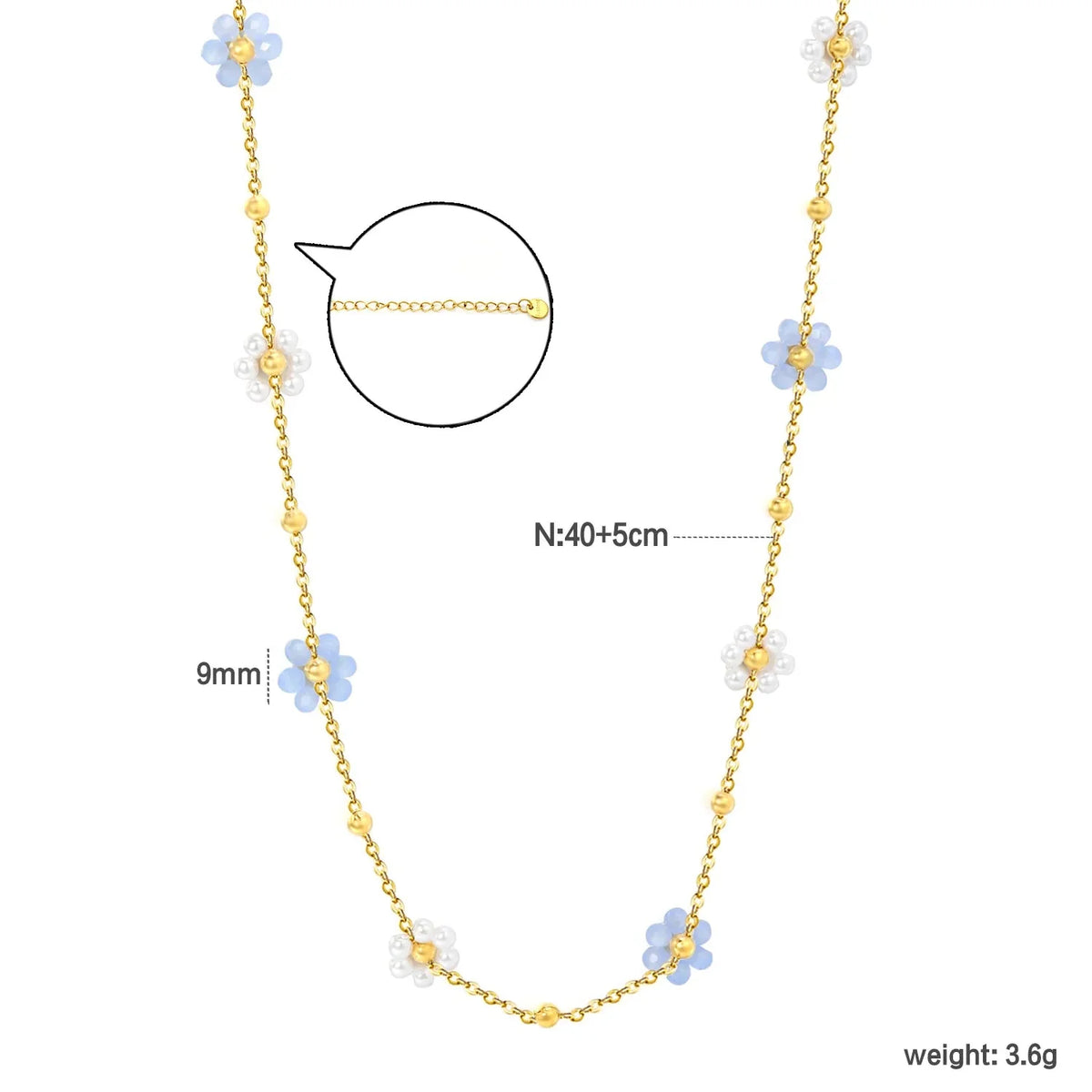 Azure Bloom – Blue Flower & Pearl Necklace
