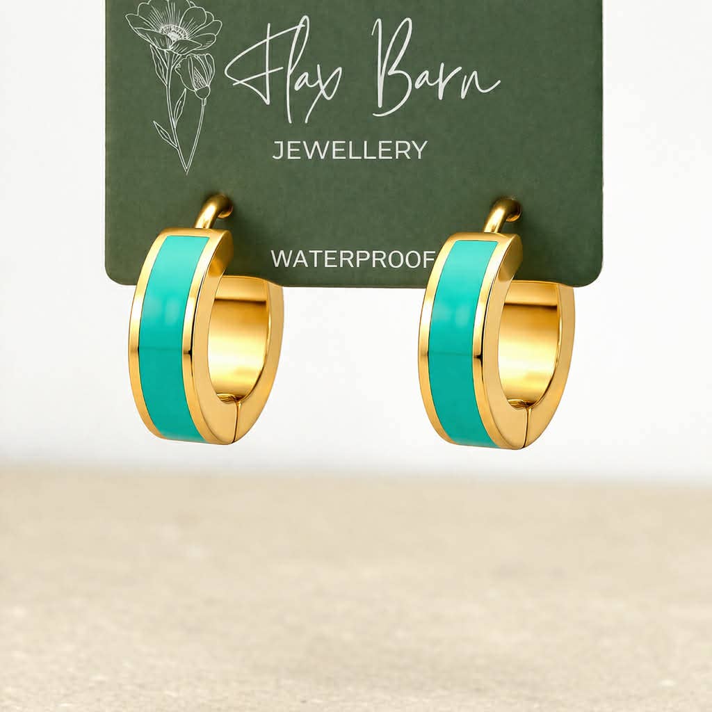 Orange Enamel Huggie Earrings | Waterproof Gold Plated Huggies - Ivy and Sol