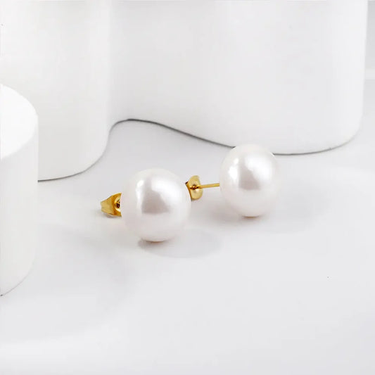 Oversized White Pearl Stud Earrings