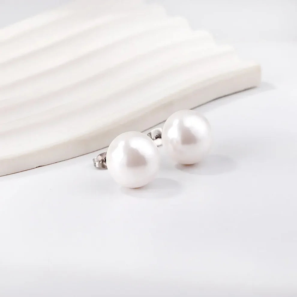 Oversized White Pearl Stud Earrings