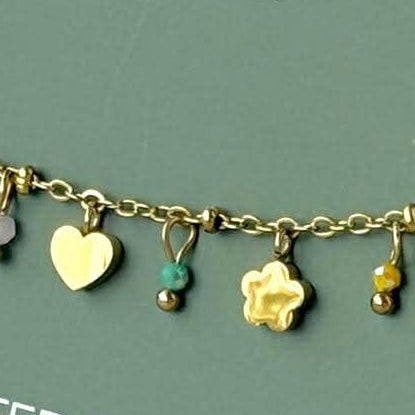 Green Bead Charm Bracelet - Ivy and Sol
