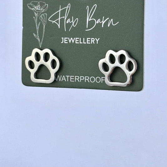 Tarnish Resistant Silver Paw Print Stud Earrings | Waterproof Jewellery UK - Ivy and Sol