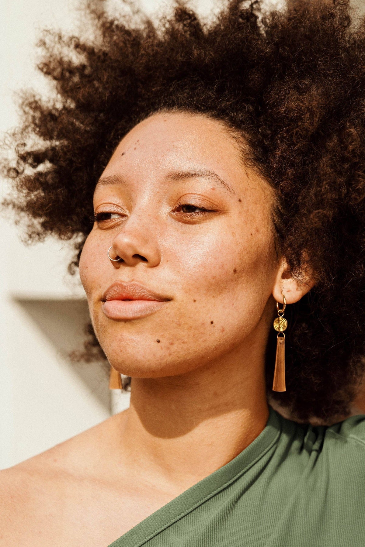 Power Drop Hoop Earrings – Moss Green