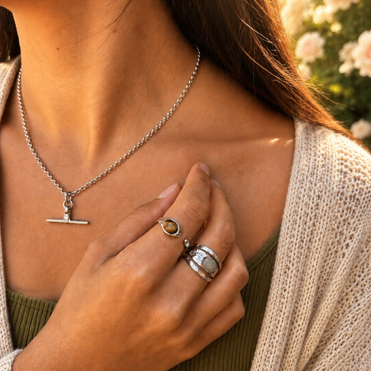 Labradorite Horizon Adjustable Hammered Ring