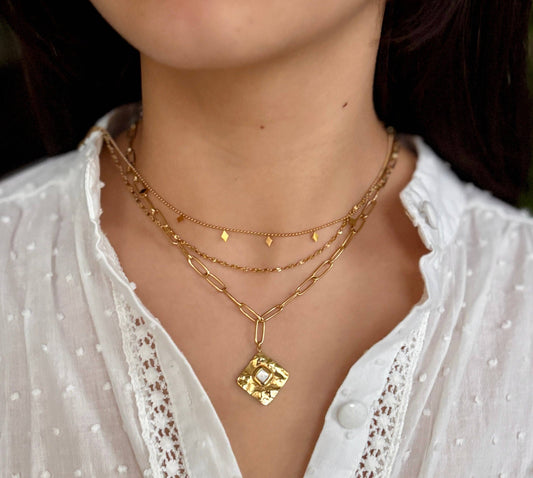 18ct Gold Plated Double Chain Necklace | Waterproof Layering Necklace