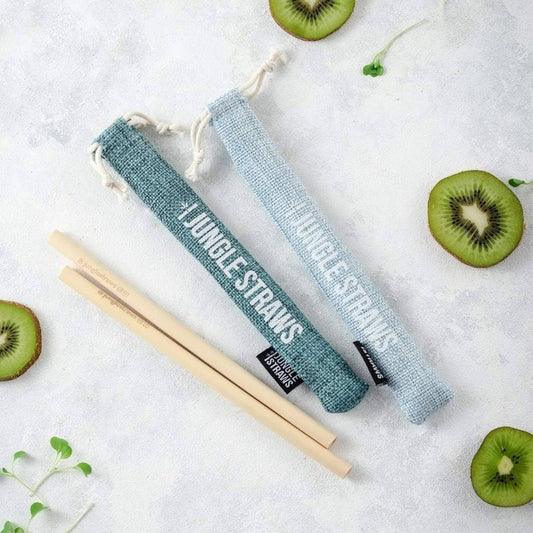 Reusable Bamboo Drinking Straw Set – Aqua Blue