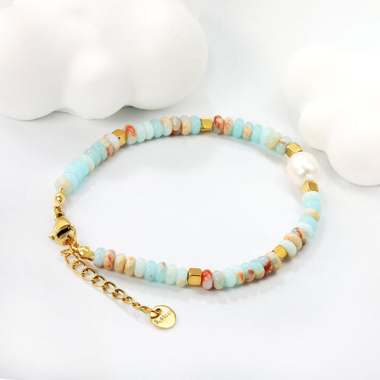 Freshwater Pearl & Beaded Bracelet – 18K Gold Plated