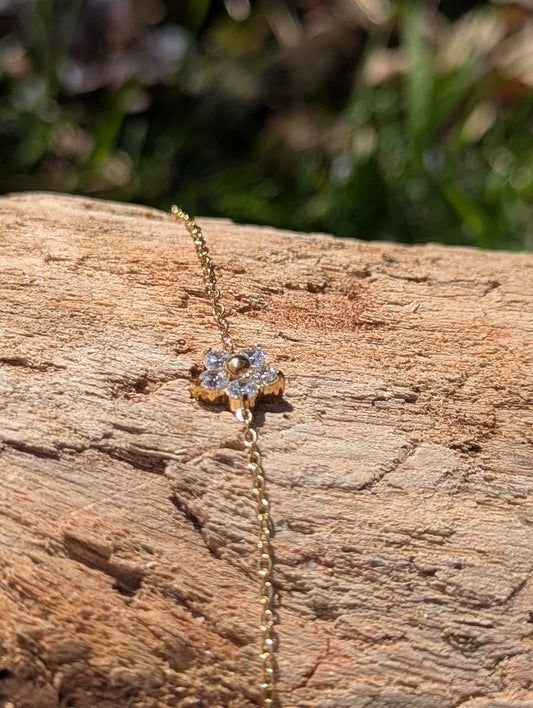 Tarnish Resistant Zirconia Flower Bracelet | Waterproof Gold Plated Bracelet
