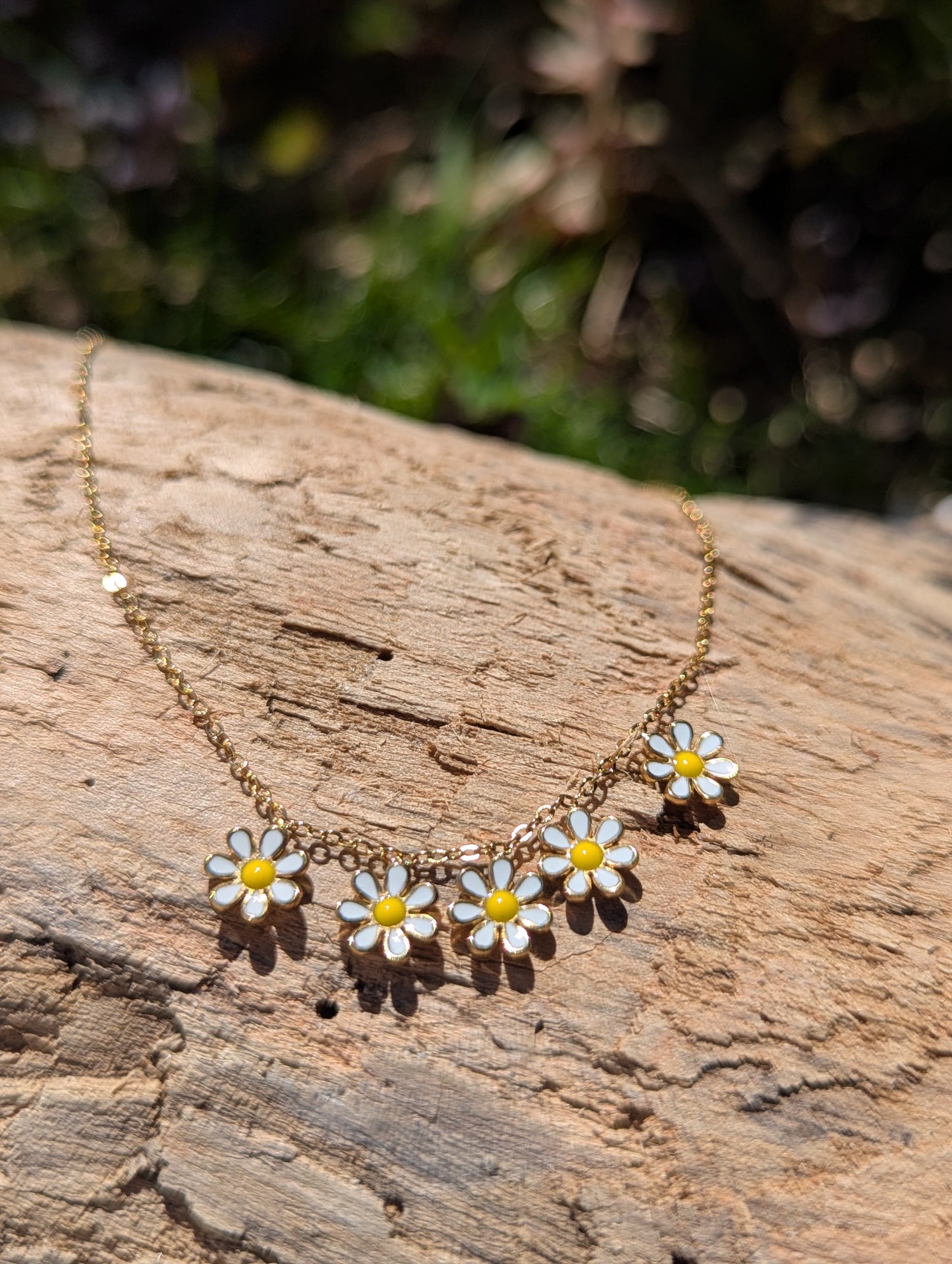 White Enamel Flower Necklace | Waterproof Gold Plated Floral Necklace