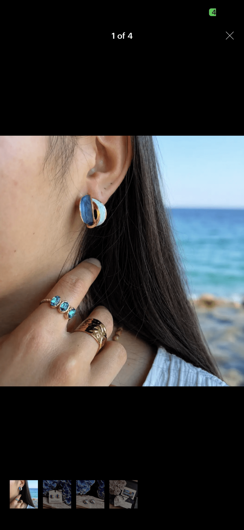 14ct Gold Plated Ocean Tide Enamel Earrings | Statement Coastal Earrings - Ivy and Sol