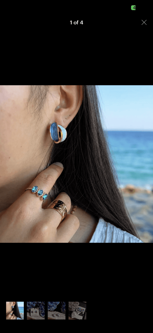 14ct Gold Plated Ocean Tide Enamel Earrings | Statement Coastal Earrings - Ivy and Sol