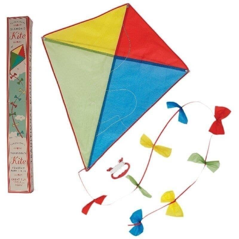 Traditional Diamond Kite | Children's Outdoor Flying Kite with Tail - Ivy and Sol