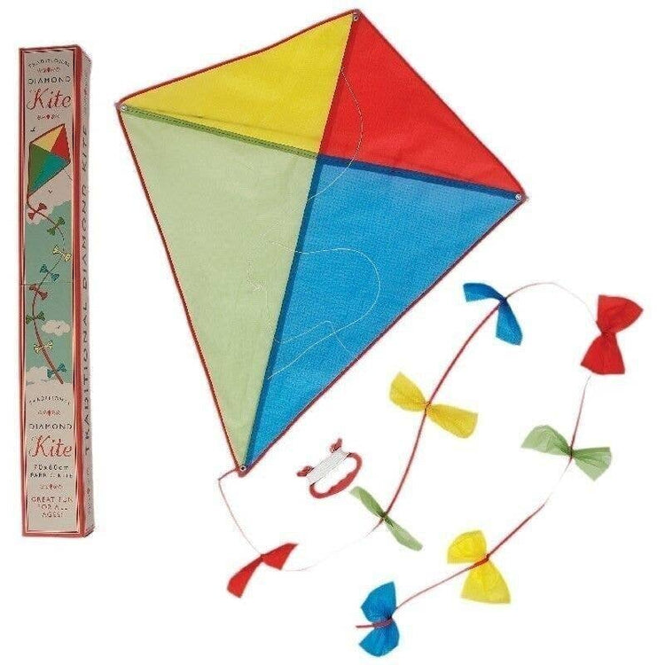 Traditional Diamond Kite | Children's Outdoor Flying Kite with Tail - Ivy and Sol