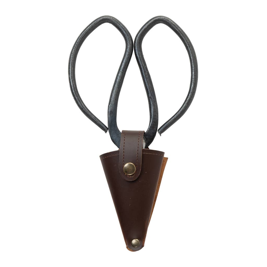 Large Garden Scissors with Vegan Leather Pouch