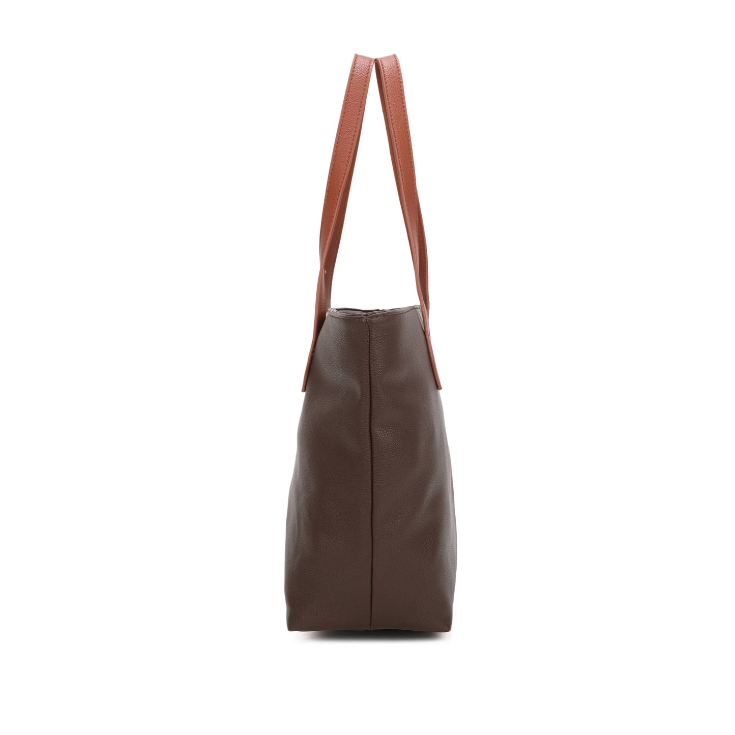 Brown Two-Tone Tote Bag | Large Everyday Shoulder Bag with Zip Closure