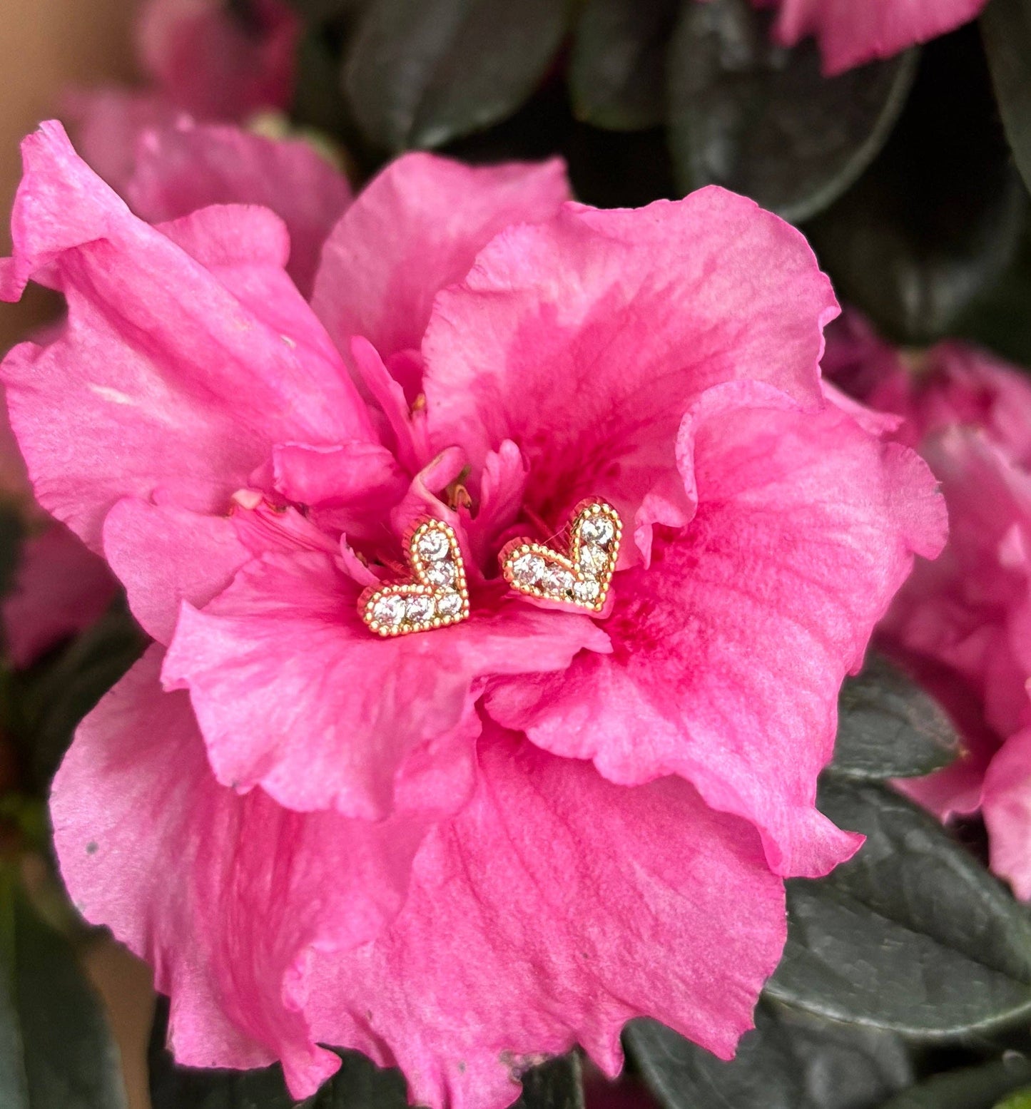 14ct gold plated cubic zirconia heart stud earrings – dainty sparkling jewellery for everyday wear