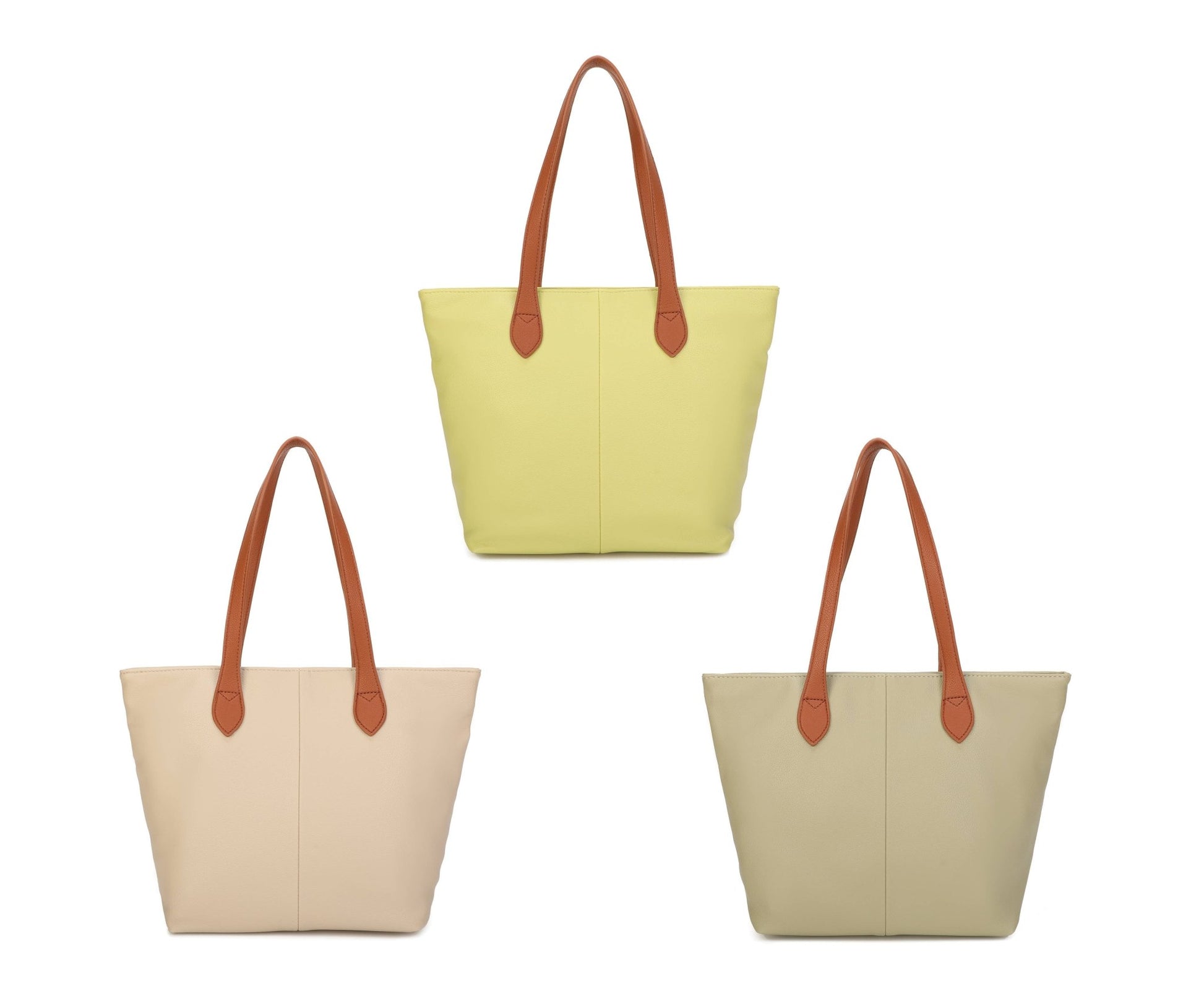 Light Cream Tote Bag with Two-Tone Handles | Everyday Shoulder Bag - Ivy and Sol