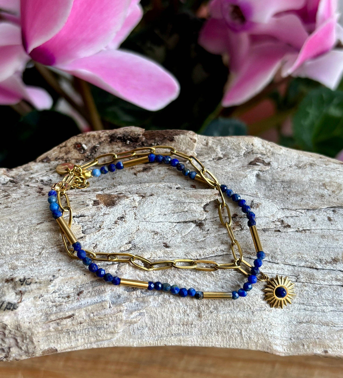 Lapis Lazuli Layered Chain Bracelet | 18ct