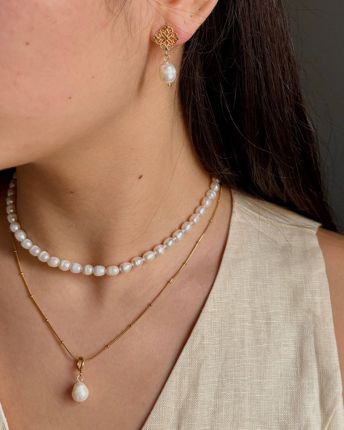18ct Gold Plated Fresh Water Pearl Necklace