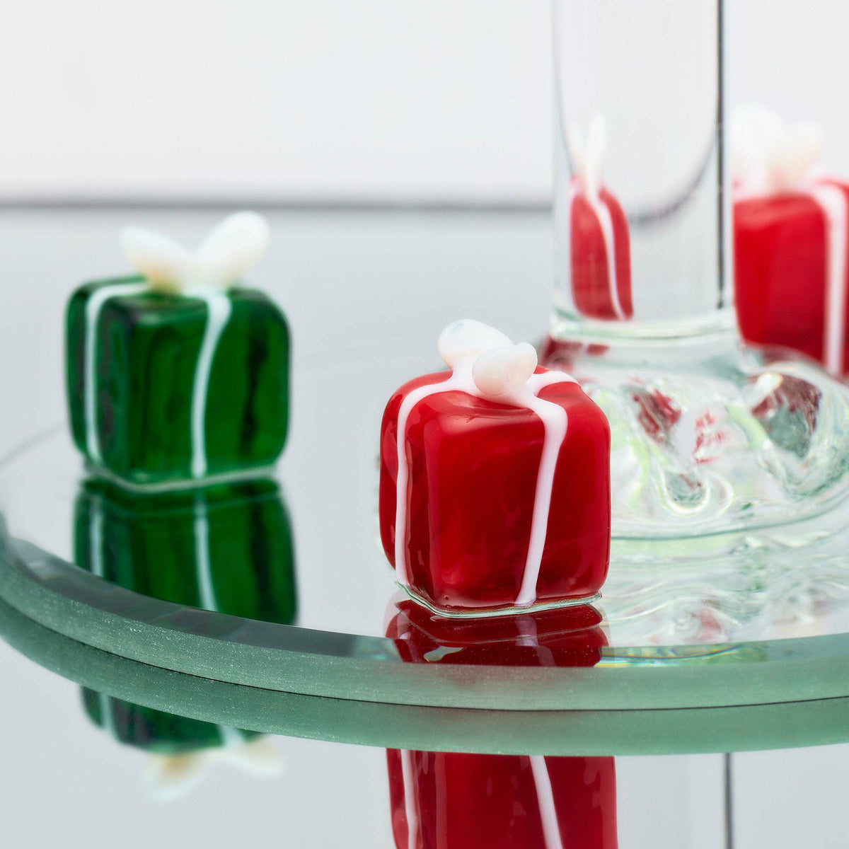 Handcrafted Glass Christmas Tree with 12 Hanging Ornaments – 20cm