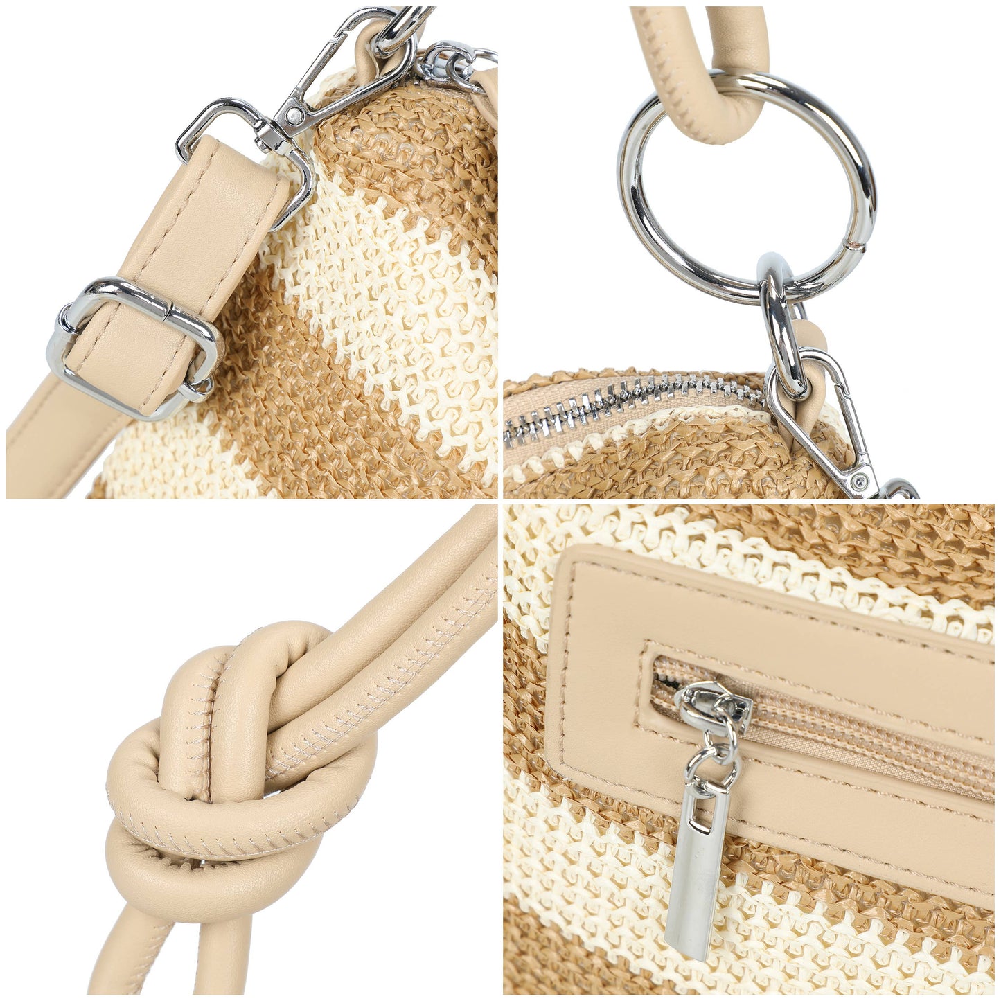 Light Rainbow Straw Stripe Shoulder Bag | Woven Crossbody & Shoulder Handbag