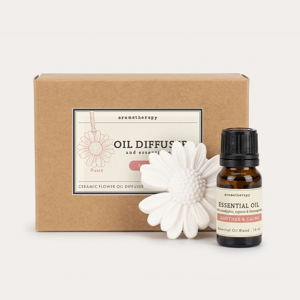 Soothing Essential Oil with Ceramic Daisy Diffuser