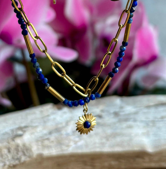 Lapis Lazuli Layered Chain Bracelet | 18ct