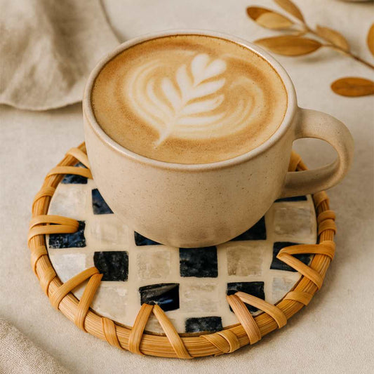 Drift Rattan & Mother of Pearl Drinks Coasters – Set of 6 - Ivy and Sol
