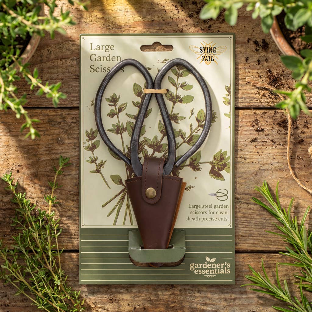 Large Garden Scissors with Vegan Leather Pouch