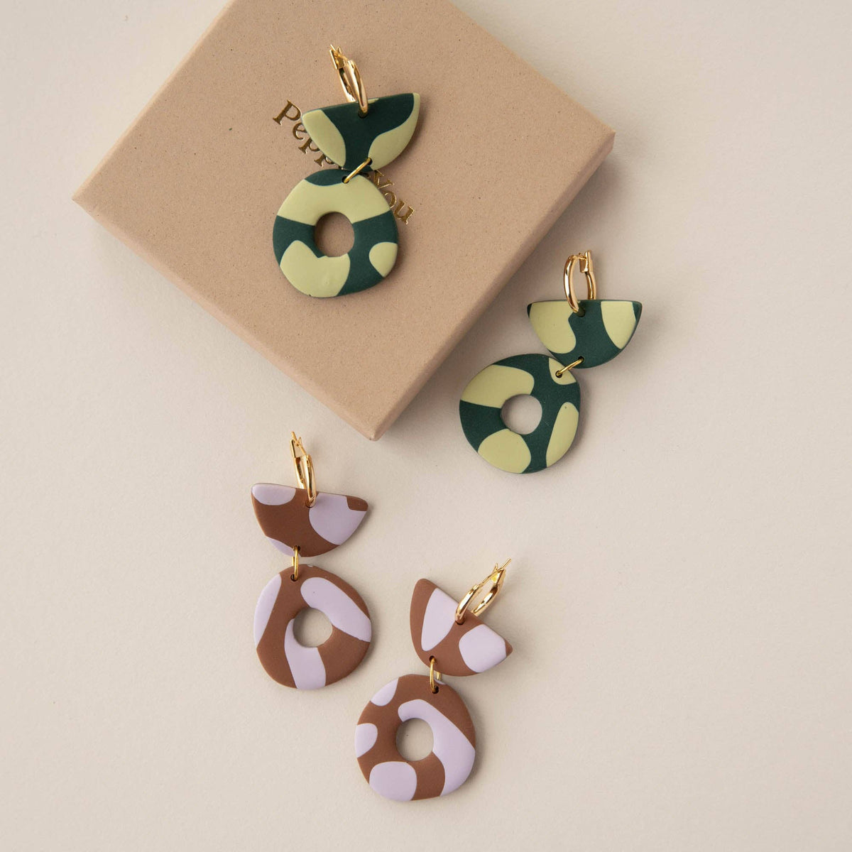 Anna Hoop Earrings – Lilac & Chocolate