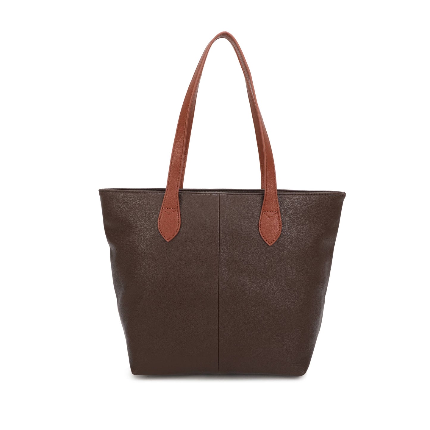 Brown Two-Tone Tote Bag | Large Everyday Shoulder Bag with Zip Closure