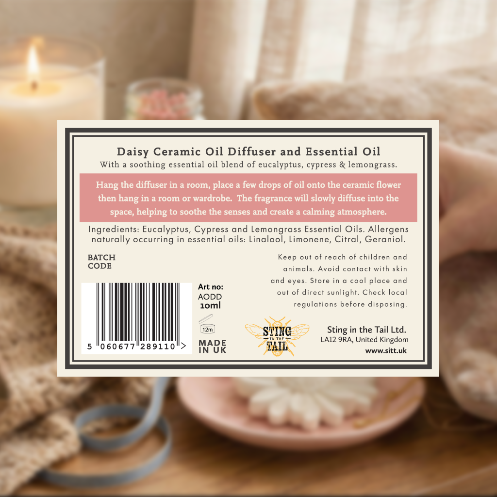 Soothing Essential Oil with Ceramic Daisy Diffuser