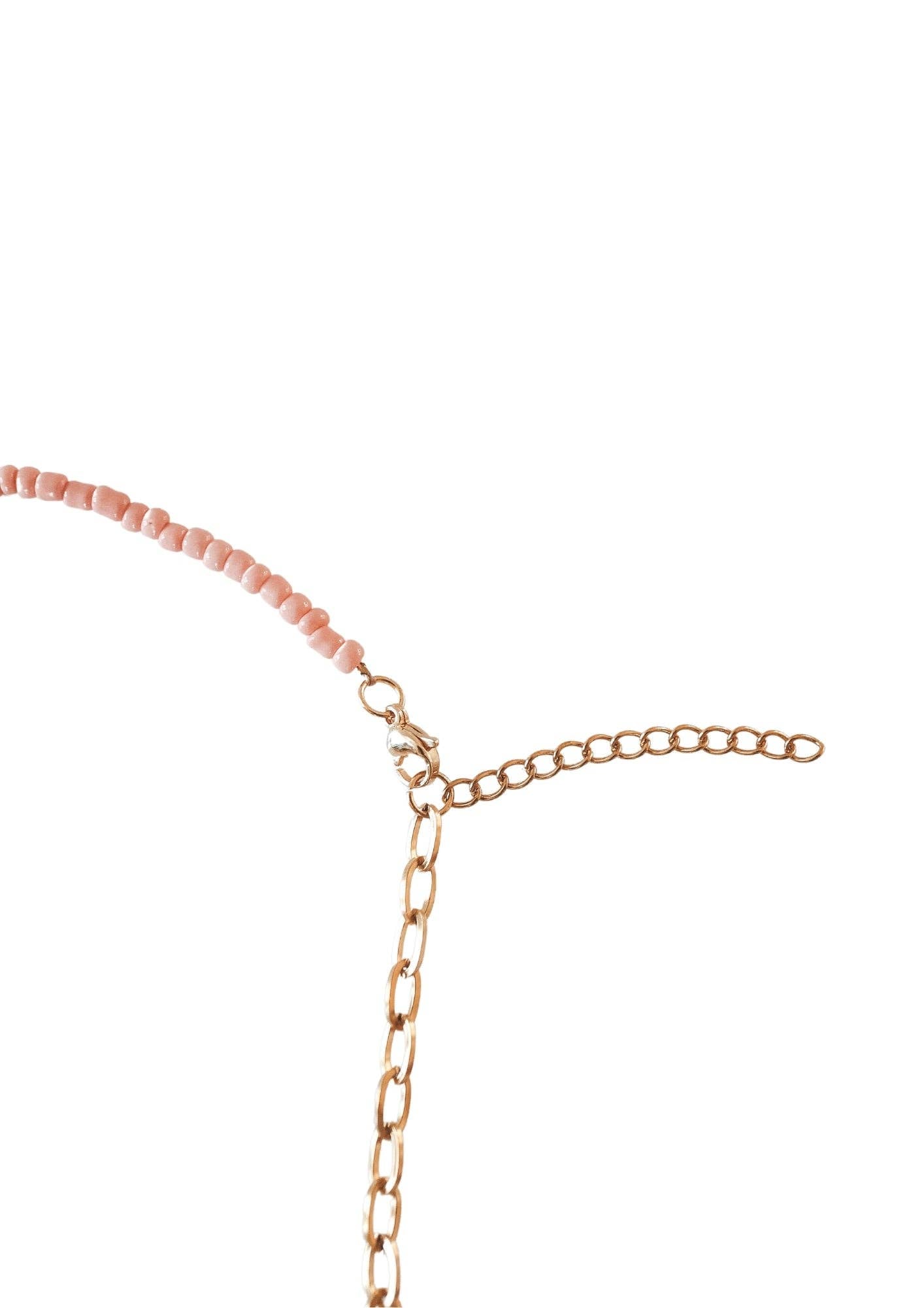 Green Freshwater Pearl Seed Bead Necklace | 18k Gold Plated Stainless Steel