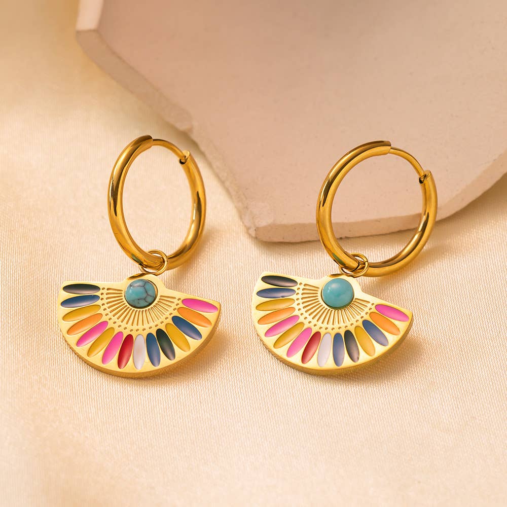 Gold Textured Hoop Earrings | Elegant Statement Drop Hoops